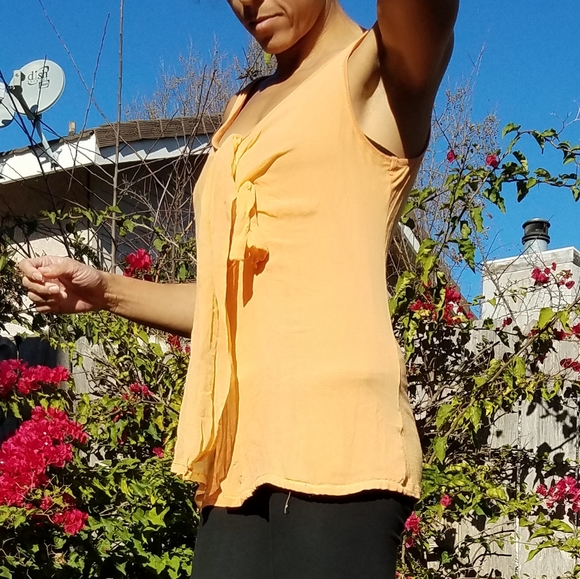 linQ Silk Overlay Tank in Marigold size Small - Picture 9 of 9